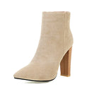 Women Ankle Boots Zipper Square High Heel Short Boots Ladies Pointed Toe Autumn Winter