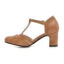 British style buckle pumps women elegant Embossing process footwear