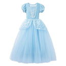 Little Girls Blue Cinderella Dress Up Children Puff Sleeve Elegant Prom Party Dress Kids Girl Birthday Princess Costume
