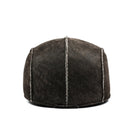 Men's Fur Hat Winter Male Real Leather Fur One Warm Beret Elderly Handmade Plaid Retro