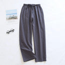 Cotton trousers thin home pants Elastic Waist Sleep Bottoms Plaid lounge pants home sleepwear