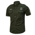 Summer Military Shirt Men Cotton Short Sleeve Army Shirts Male Air-Force Tactical Badge