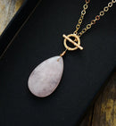 Teardrop Pendant Lariat Gold Plated Chain Healing Stone Necklace Elegant Jewellery