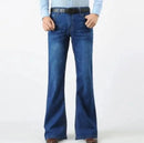 Spring Men Jeans Vintage Flare Long Denim Pants Blue Trouser Slim