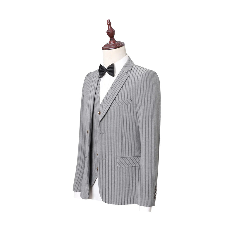 Men Wedding Suits Striped Slim Suit Handsome Groom Suit Men Single Button Party Formal