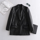 Women Leather Jacket Coat Long Women's Jacket Outwear Lady Coat Female Leather Suit Blazers