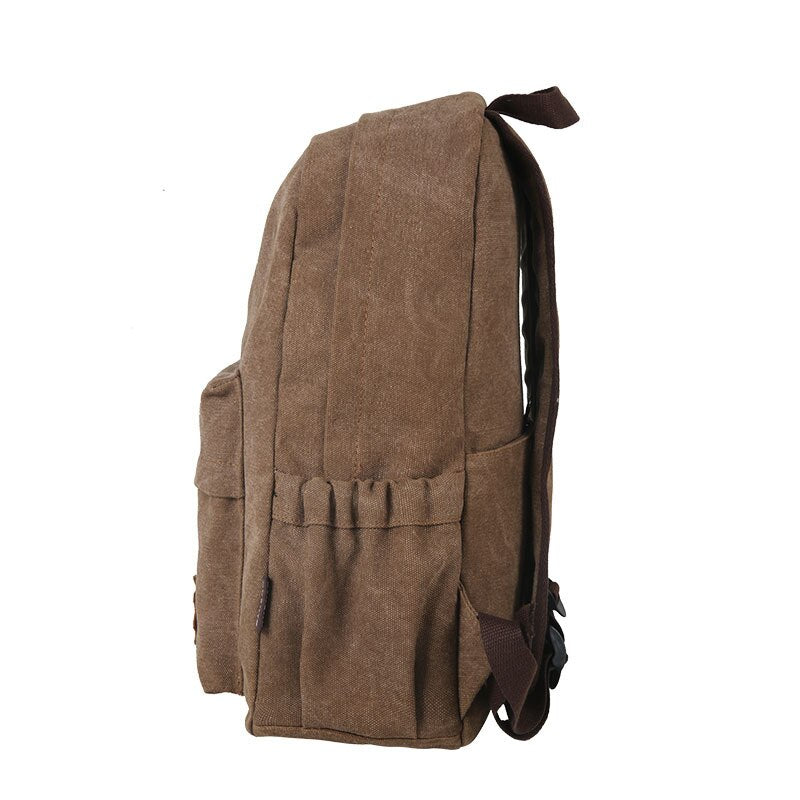 Retro Durable Canvas Backpack Men Solid College School Bag For Teenage Outdoor Capacity Camping Travel Rucksack