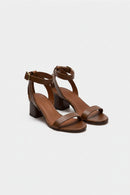Summer Gladiator Sandals Buckle Roman Square Heel High Heels Sandals French Girl Genuine Leather