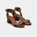 Summer Gladiator Sandals Buckle Roman Square Heel High Heels Sandals French Girl Genuine Leather