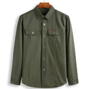 Men's Regular-Fit Long-Sleeve Solid Shirt Men's Fat Military Work Shirts