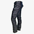 Men Motorcycle Faux Leather Cargo Pants Multi Pockets Biker Rider Trouser
