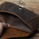 Retro Leather Men Mobile Phone Bag Leather Waist Bag Top Layer Clutch Cross-body Shoulder Bag