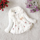 Kids Fur Coat Autumn Winter Warm Plush Baby Jacket Christmas Cute Floret Lace Outwear Toddler Girl Clothes