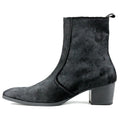 Black suede ankle boot on a white background, Obroi