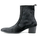 Black suede ankle boot on a white background, Obroi