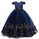 Girls Dress Embroidered Lace Long Princess Dress Carnival High end Wedding Dress Ball Evening Dress 4-12 Years Old