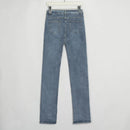Women Streetwear Stretchy Long Denim Pants Ladies Split Hem High Waist Vintage Blue Pockets Slim Casual Jeans