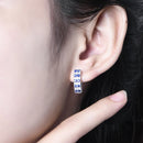 Blue Sapphire Clip Earrings For Women Girl Real Sterling Silver Created Sapphire Earrings for Wedding