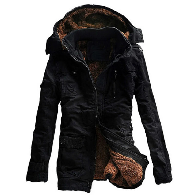 Winter Jacket Men Casual Thick velvet Warm Jackets Parkas Mens cotton Windbreaker army Hooded jacket long trench coat