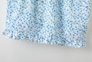 Floral Camis Summer Ladies Vintage Blue Tops Cute Women Soft Cotton Top Chic