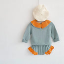 Autumn Infant Baby Girls Clothes Suit Knitted Embroidered Lotus Leaf Collar Toddler Baby Girls Sweater Sets