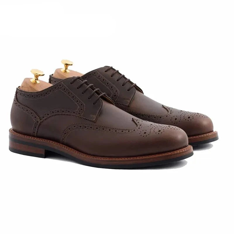 Derby Brogue Style Dress Party Formal Shoes Original Business Designer Genuine Leather Best Handmade Shoes for Man