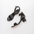Summer Gladiator Sandals Buckle Roman Square Heel High Heels Sandals French Girl Genuine Leather