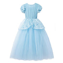 Little Girls Blue Cinderella Dress Up Children Puff Sleeve Elegant Prom Party Dress Kids Girl Birthday Princess Costume