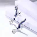 Blue Sapphire Sterling Silver Earring Classic Charming Style S925 Created Sapphire Women Wedding Engagement Jewellery