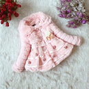 Kids Fur Coat Autumn Winter Warm Plush Baby Jacket Christmas Cute Floret Lace Outwear Toddler Girl Clothes