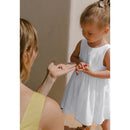 Girls Textured Cotton Sleeveless White Dress Summer Toddler Baby Girl Round Neck Button Low-Back Kids Dresses