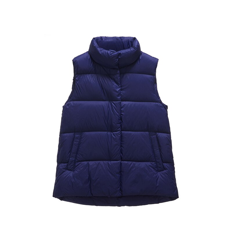 Winter women down vest short stand-up collar casual white duck down jacket coat