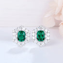 925 Sterling Silver Emerald  Zircon Gemstone Engagement Luxury Earrings For Women Girls Fine Jewellery