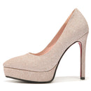 Luxury Gold Silver Heels Women Pumps Shoes Platform Wedding