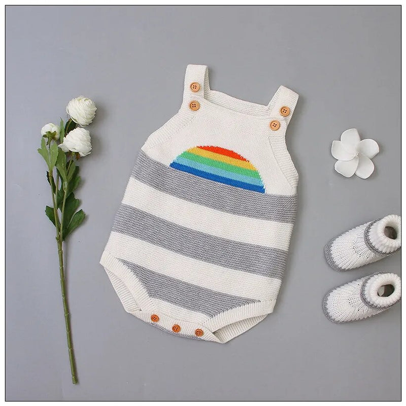 Newborn Baby Sweater Rainbow Knitting Boy Girl Bodysuit Toddler Costumes First Birthday Party Newborn Clothes Party Boy Clothing