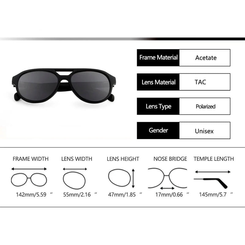 Acetate Pilot Sun Glasses Men Aviation Sunglasses Polarized TAC UV400 Women'S Glasses Driving Goggle Shades