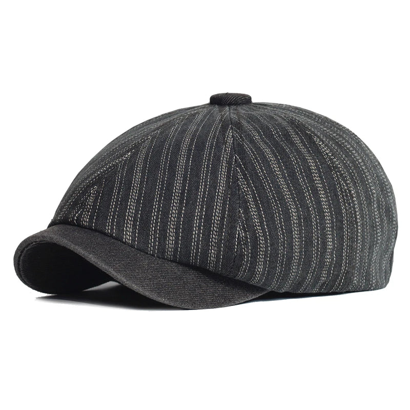 Four Seasons Denim Caps Hat For Male Detective Hats Retro Flat Caps
