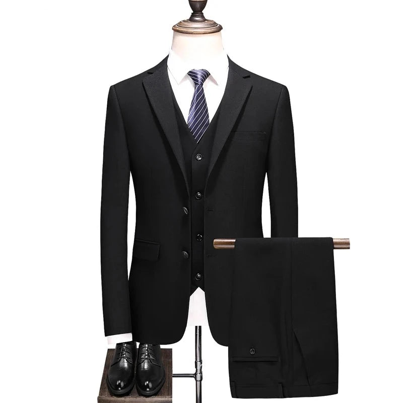 Black Suits for Men Latest Coat Pant Waistcoat Designs Formal Male Suit Luxury Slim Fit Mens Wool Suits