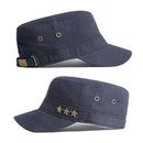 Casual Flat Top Army Caps For Men Cotton Military Hats Women Solid Black Sun Hat