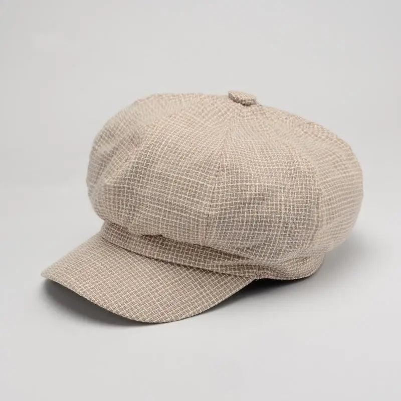 Newsboy Cap Octagonal Hat Plaid Beret Women Autumn Winter Casual