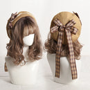 Cute Beret Cap Women Girl Casual Breathable Plaid Big Bow Hats