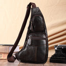 Genuine Leather Shoulder Messenger Bag Men Sling Chest Pack Multifunctional Mobile Phone Bags Daypack Crossbody Bag
