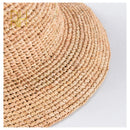 Handmade Ladies Crochet Natural Raffia Straw Bucket Hat For Spring Summer Beach Floppy Caps