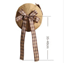Cute Beret Cap Women Girl Casual Breathable Plaid Big Bow Hats