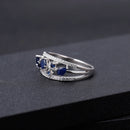 Natural Blue Sapphire Ring 925 Sterling Silver Fancy Classic Oval Gemstone Rings For Women Fine Jewelry