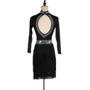 Latin Competition Skirt Professional Latin Skirt Women Long Sleeve Latin Tassel Dress