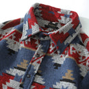 Flannel Men's Shirt Ethnic Style Element Pattern Long Sleeve Casual Button Up Pocket Jacket Brushed Soft Outdoor Top Shirts