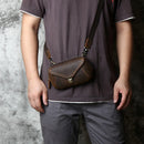 Retro Leather Men Mobile Phone Bag Leather Waist Bag Top Layer Clutch Cross-body Shoulder Bag