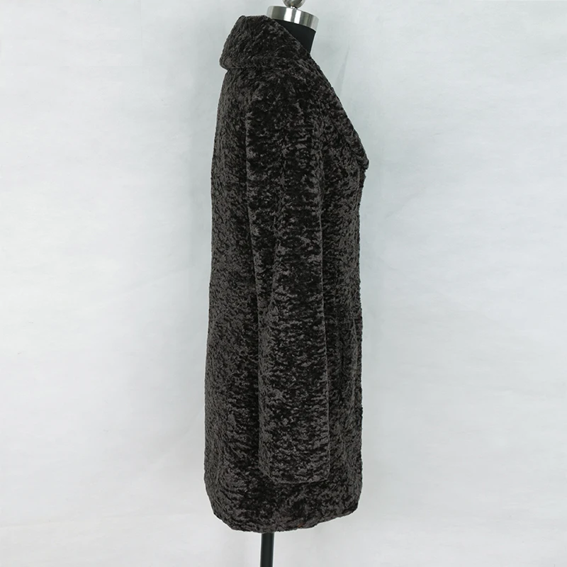 Winter Soft Faux Fur Coat Women slim fit turn-down collar black teddy coat faux fur jacket