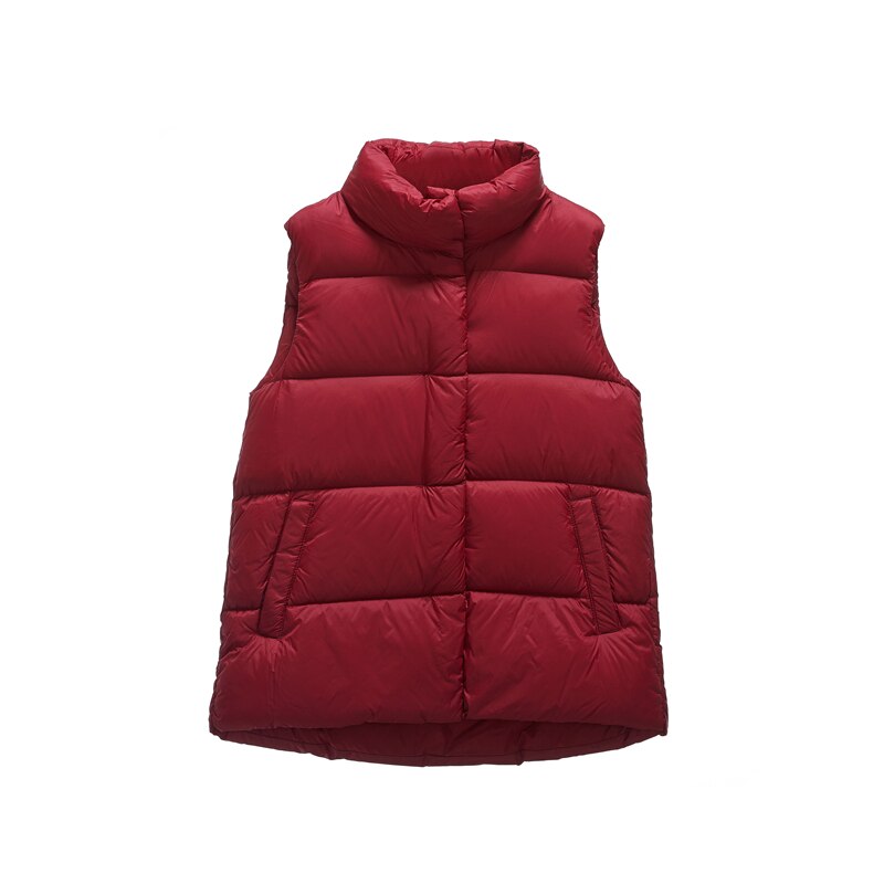 Winter women down vest short stand-up collar casual white duck down jacket coat